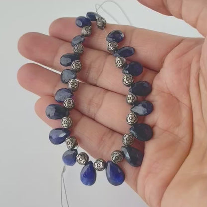 Blue Sapphire | Faceted Briolette | 6-7.5mm Bead Size | 21 Pieces | 94 Carats