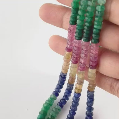 Multi Precious Beads | Faceted Rondelle | 5-5.5mm Bead Size | 40cm Strand Length | 114 Carats