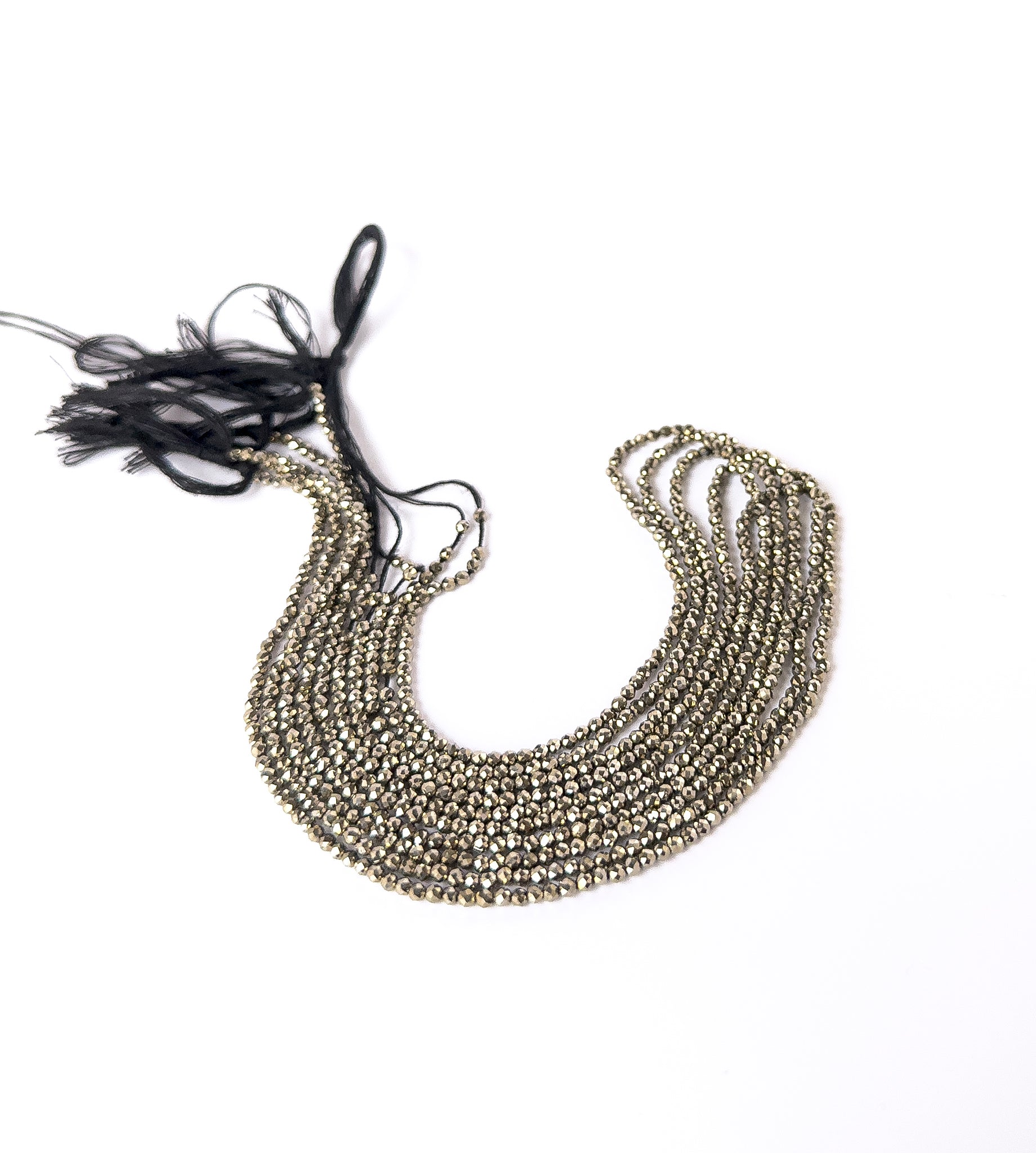 Genuine Pyrite faceted rondelle beads in 2.2mm size, ideal for DIY gemstone jewellery making.