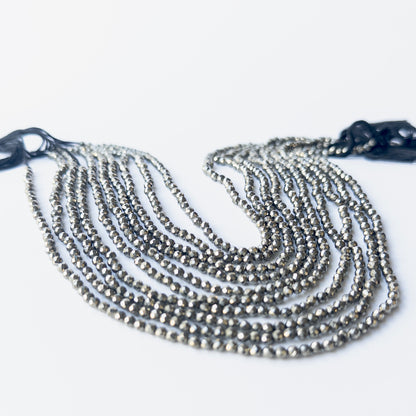 Premium Pyrite stone beads with micro faceting, perfect for elegant handmade jewellery pieces.