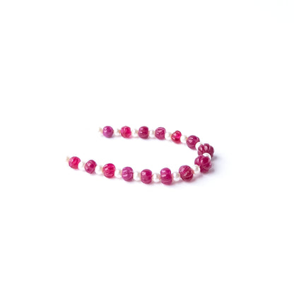 Handmade jewellery components featuring Quartz and Shell Pearl pumpkin‑cut beads with natural colour.