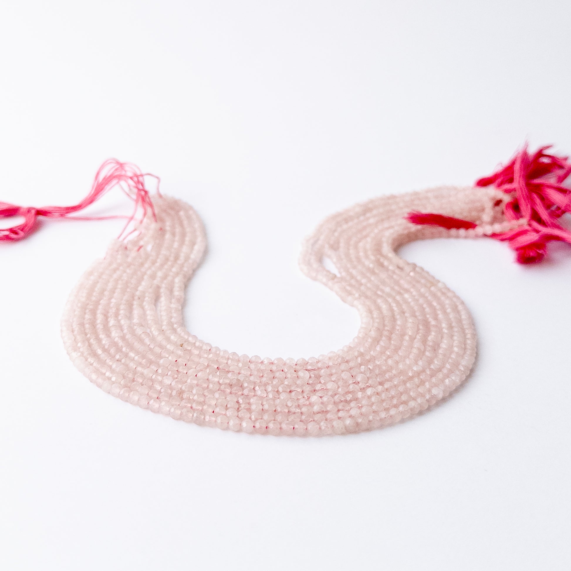 Quartz faceted rondelle beads in 3.2–3.4mm size on a 31cm strand, showcasing genuine gemstone sparkle for handmade jewellery.