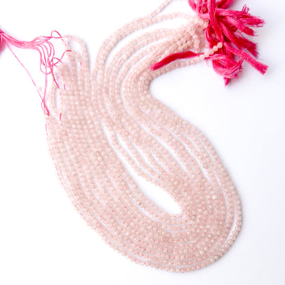 Genuine Quartz gemstone beads displaying clear shine, precision faceting, and a neatly arranged 31cm strand for jewellery design.