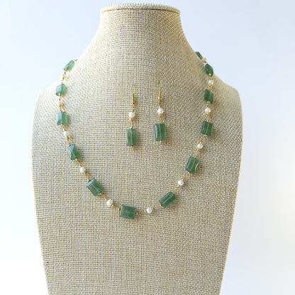 Authentic Quartz and Pearl stone beads showcasing soft lustre and smooth rectangle detailing for designers.