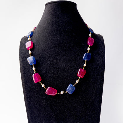 Quartz & Freshwater Pearls Necklace & Earring Set | Smooth Nugget| 5.4mm Bead Size | 48cm Length | 267 Carats