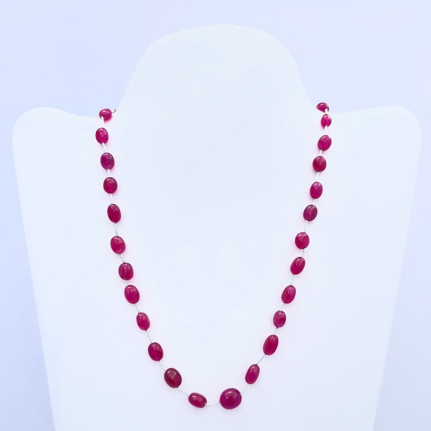 Natural gemstone beads in a Quartz necklace with 48cm strand and silk tassel adjustment.