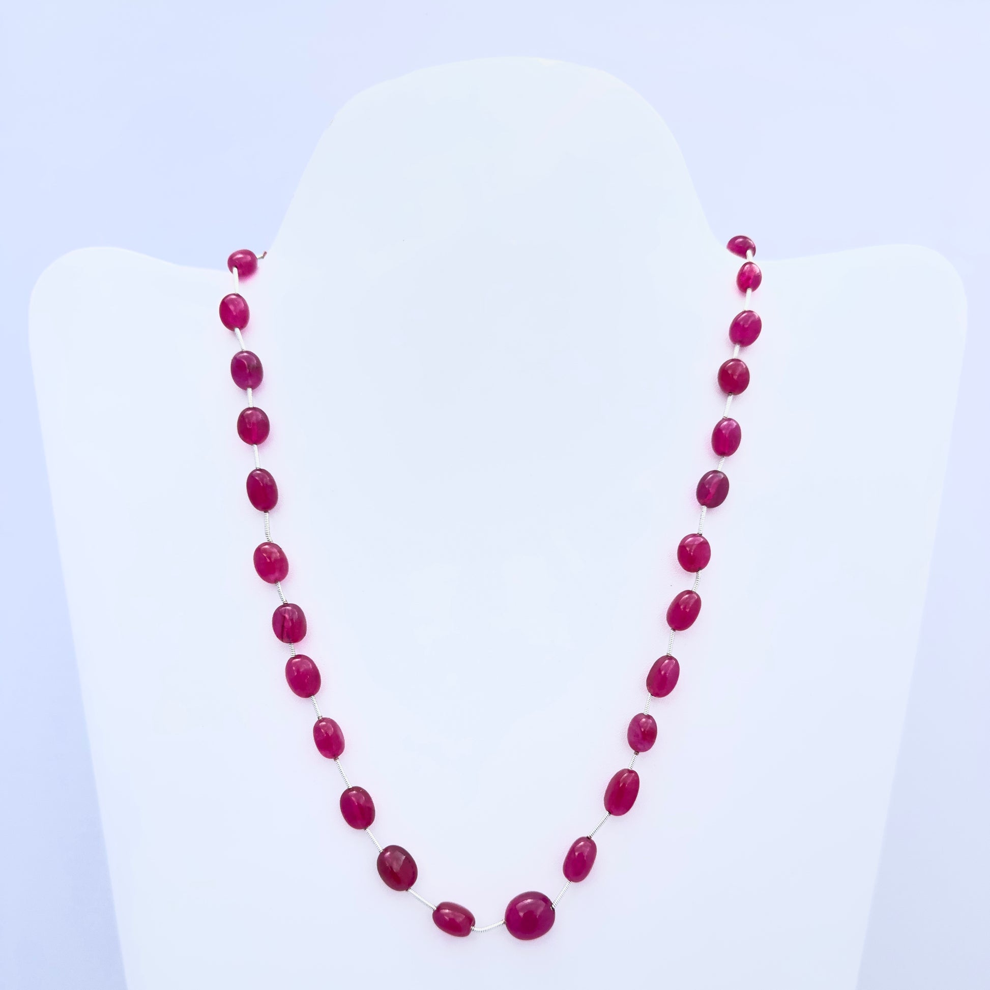 Natural gemstone beads in a Quartz necklace with 48cm strand and silk tassel adjustment.