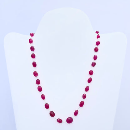 Natural gemstone beads in a Quartz necklace with 48cm strand and silk tassel adjustment.
