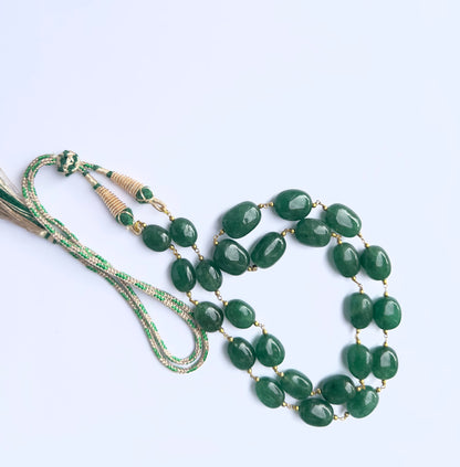 Quartz necklace showcasing natural gemstone beads, tumble cut, versatile styling.