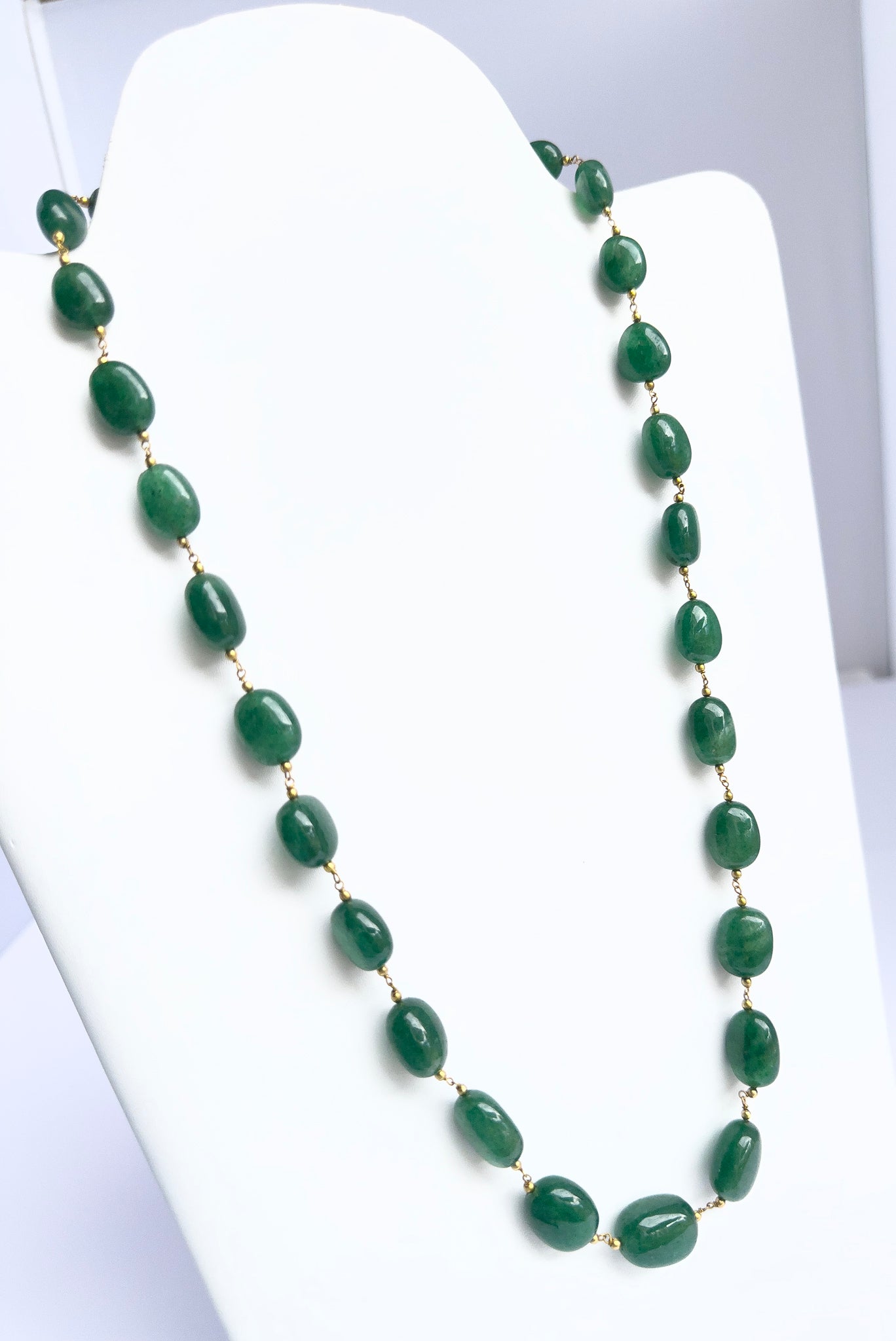 Quartz gemstone beads necklace, tumble cut, radiant shine, silk tassel detail.