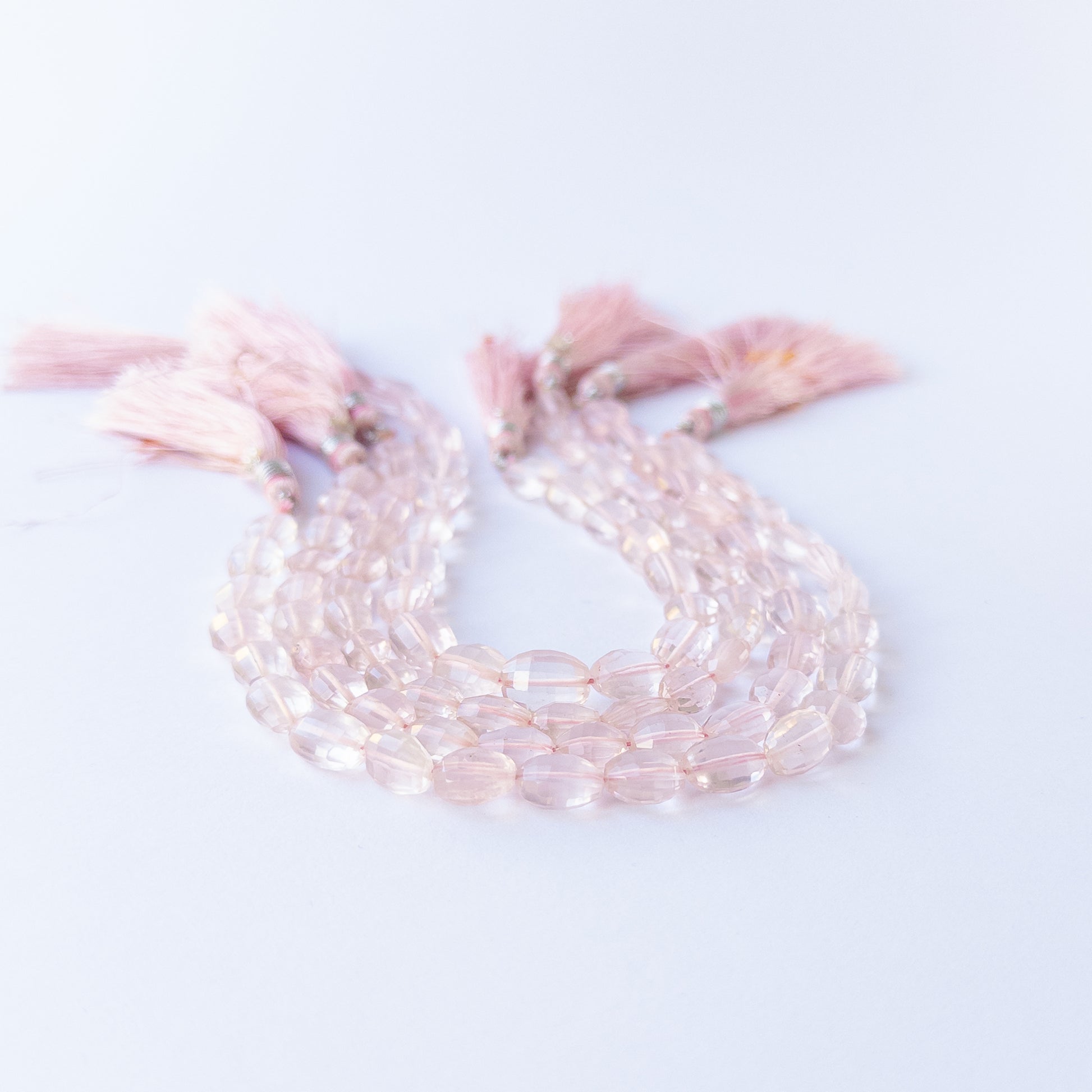 Authentic Rose Quartz stone beads with sparkling facets ideal for DIY jewellery making.