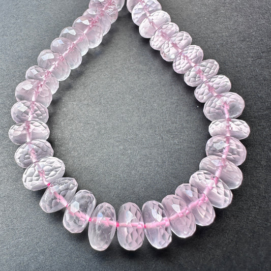 Natural gemstone beads in Rose Quartz, 10-10.5mm size, ideal for elegant DIY jewellery designs.