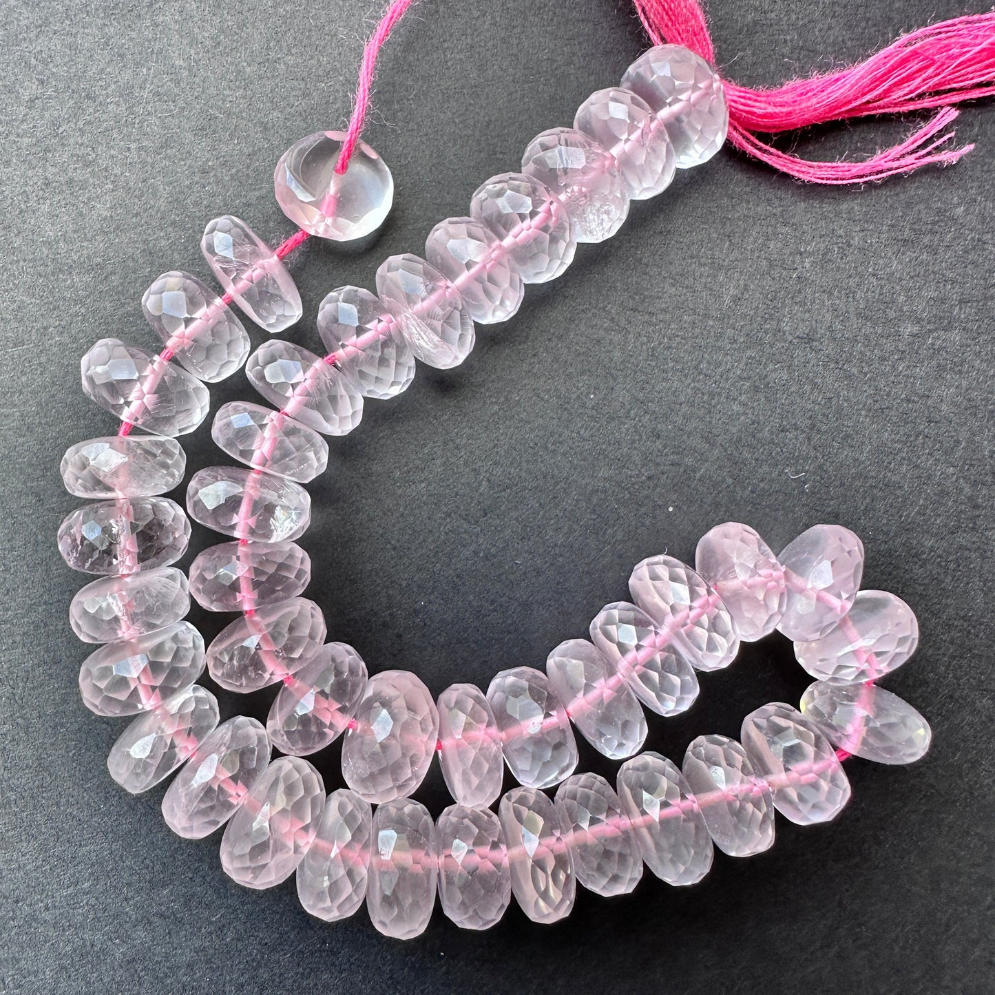 Handmade jewellery components featuring Rose Quartz beads with consistent size and premium finish.