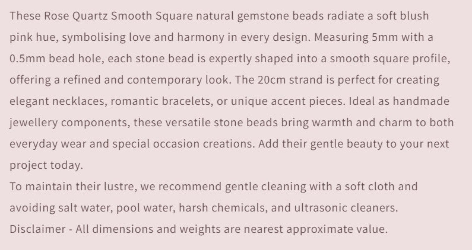 Text describing the product details of the gemstone beads , as seen on the Australian owned and trusted bead supplier, Melbourne Gemstone Beads.