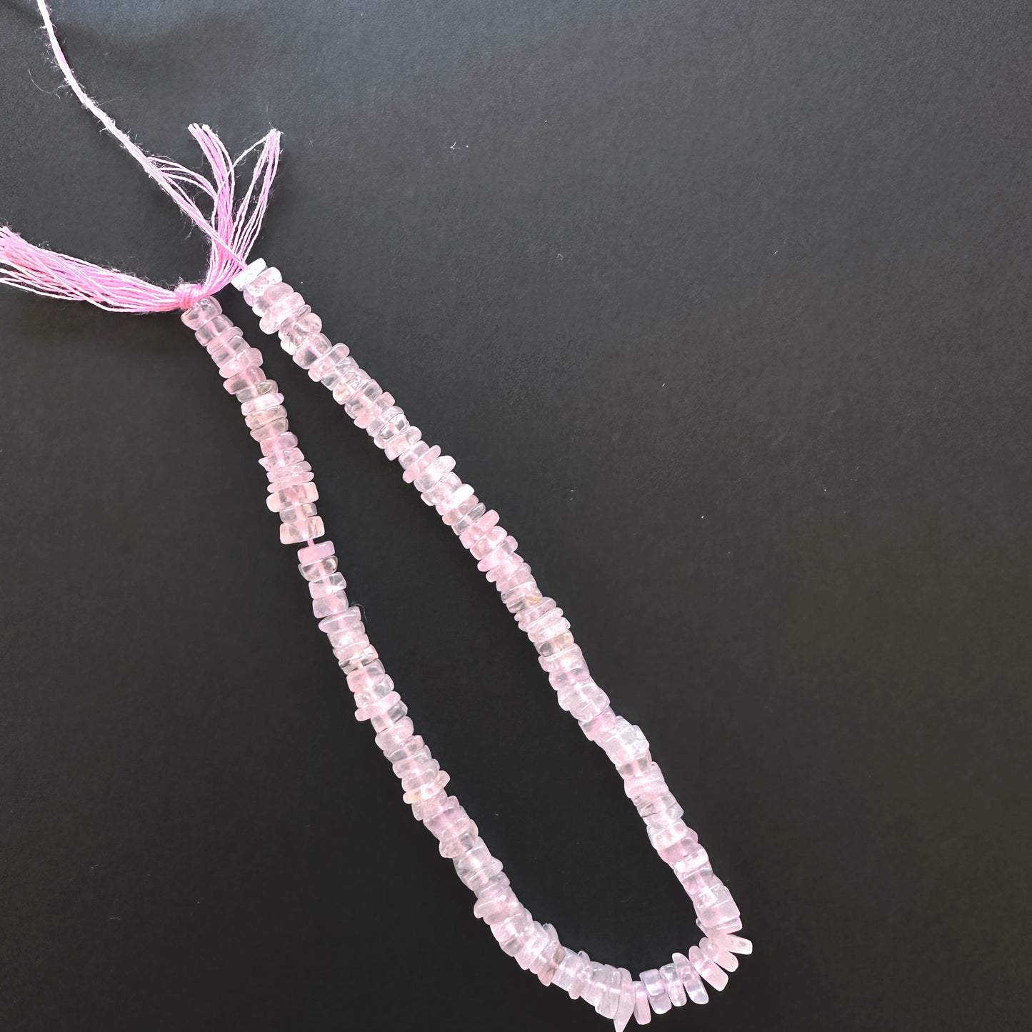 Handmade jewellery components made from 4.5mm Rose Quartz beads with 0.5mm drilled holes.
