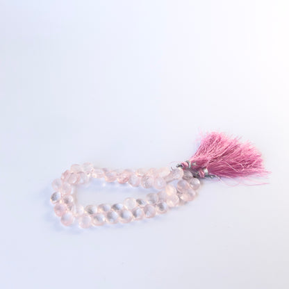Rose Quatrz | Faceted Briolette | 8-8.5mm Bead Size | 20cm Strand Length