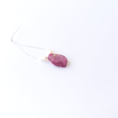 Genuine Ruby stone beads paired with lustrous Freshwater Pearls featuring organic rough‑drilled shaping for handmade jewellery components.