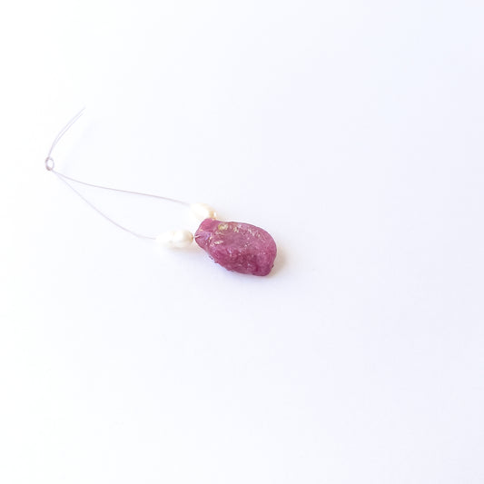 Genuine Ruby stone beads paired with lustrous Freshwater Pearls featuring organic rough‑drilled shaping for handmade jewellery components.