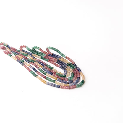 Multi precious gemstone beads for DIY jewellery combining rich red blue yellow and green gemstone tones.