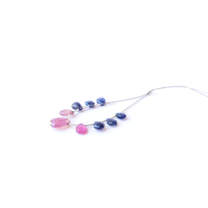 Authentic Ruby and Sapphire stone beads in faceted briolette cut ideal for DIY jewellery making.