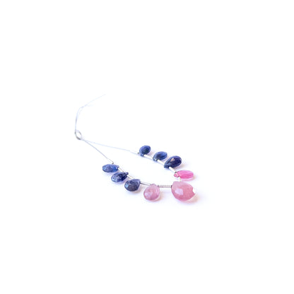 High‑quality faceted briolette Ruby and Sapphire beads with bright shine for handmade jewellery components.