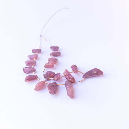 Genuine stone beads in deep red hues, featuring natural rough ruby pieces for DIY jewellery making.