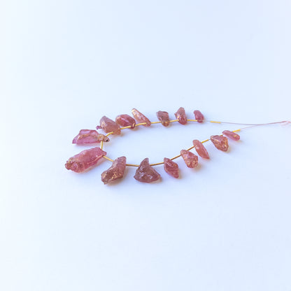 Genuine ruby stone beads with natural rough texture and drilled finish, ideal for DIY jewellery and artisan beadwork. 