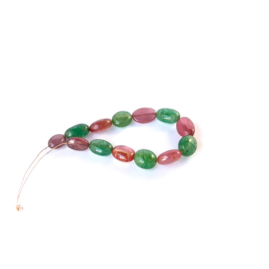 Ruby & Emerald | Smooth Oval | 7.8-11.3mm Bead Size | 13 Pieces | 44 Carats
