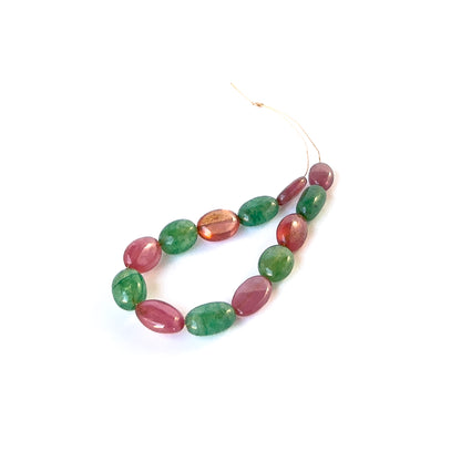 Ruby & Emerald | Smooth Oval | 7.8-11.3mm Bead Size | 13 Pieces | 44 Carats