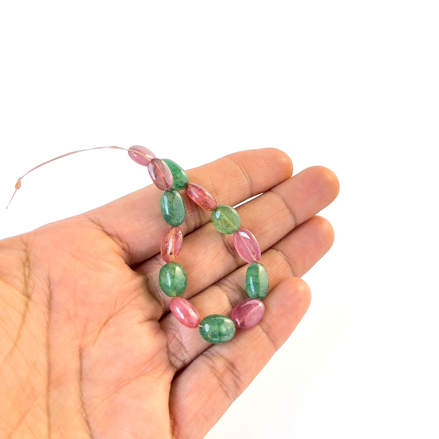 Ruby & Emerald | Smooth Oval | 7.8-11.3mm Bead Size | 13 Pieces | 44 Carats