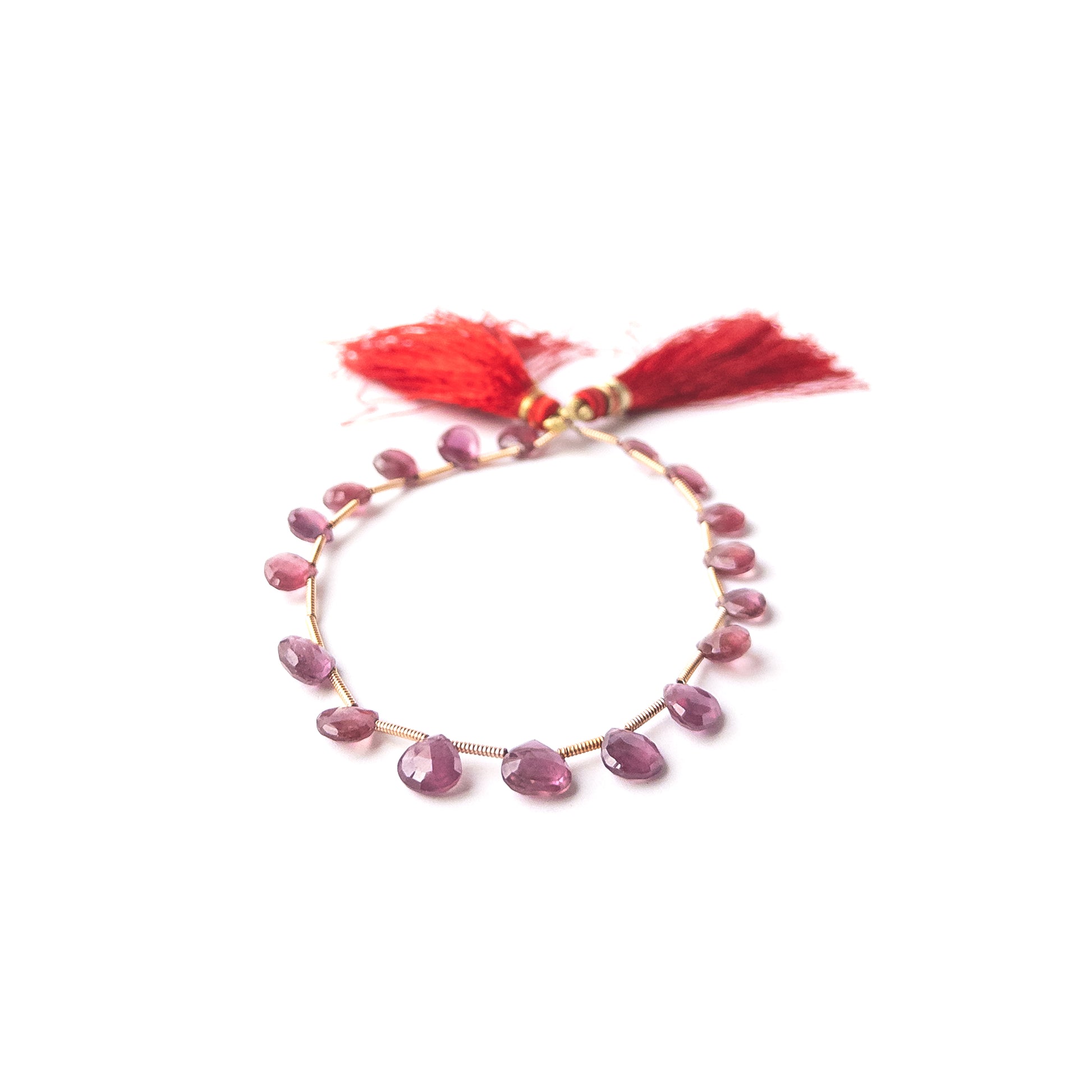 High‑quality Ruby briolette stone beads, shimmering faceted cut suited for artisan jewellery designs.