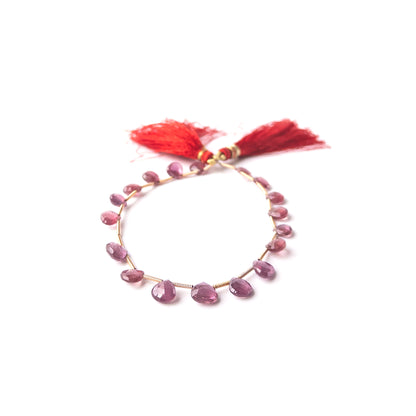 High‑quality Ruby briolette stone beads, shimmering faceted cut suited for artisan jewellery designs.