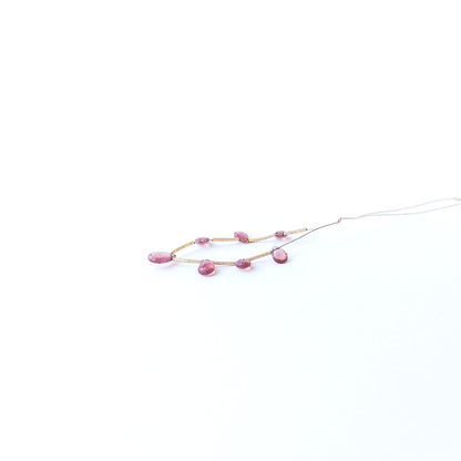 Authentic Ruby briolette gemstone beads with sparkling faceting, ideal for DIY jewellery and beadwork.