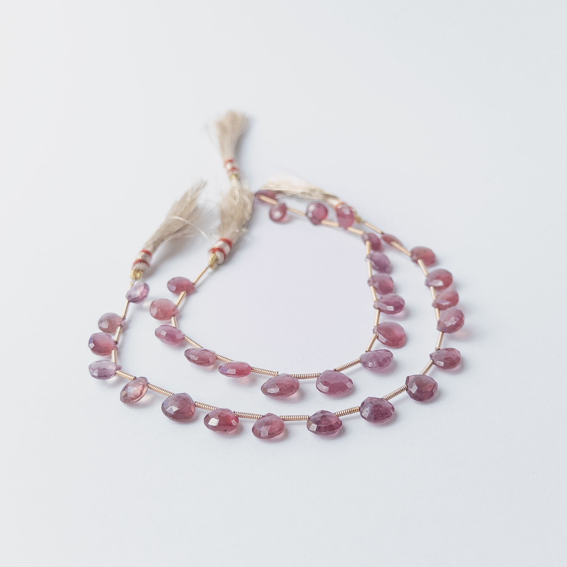 High‑quality Ruby briolette stone beads, shimmering faceted cut suited for artisan jewellery designs.