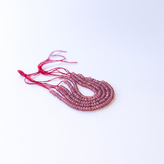 Ruby | Faceted Rondelle | Various 3.5 - 3.9mm Bead Sizes | 10cm Strand Length