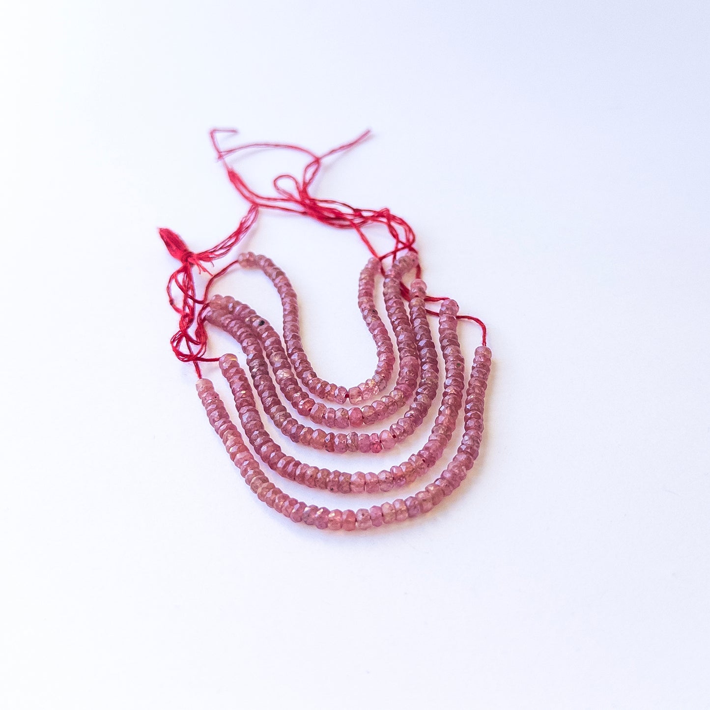 Ruby | Faceted Rondelle | Various 3.5 - 3.9mm Bead Sizes | 10cm Strand Length