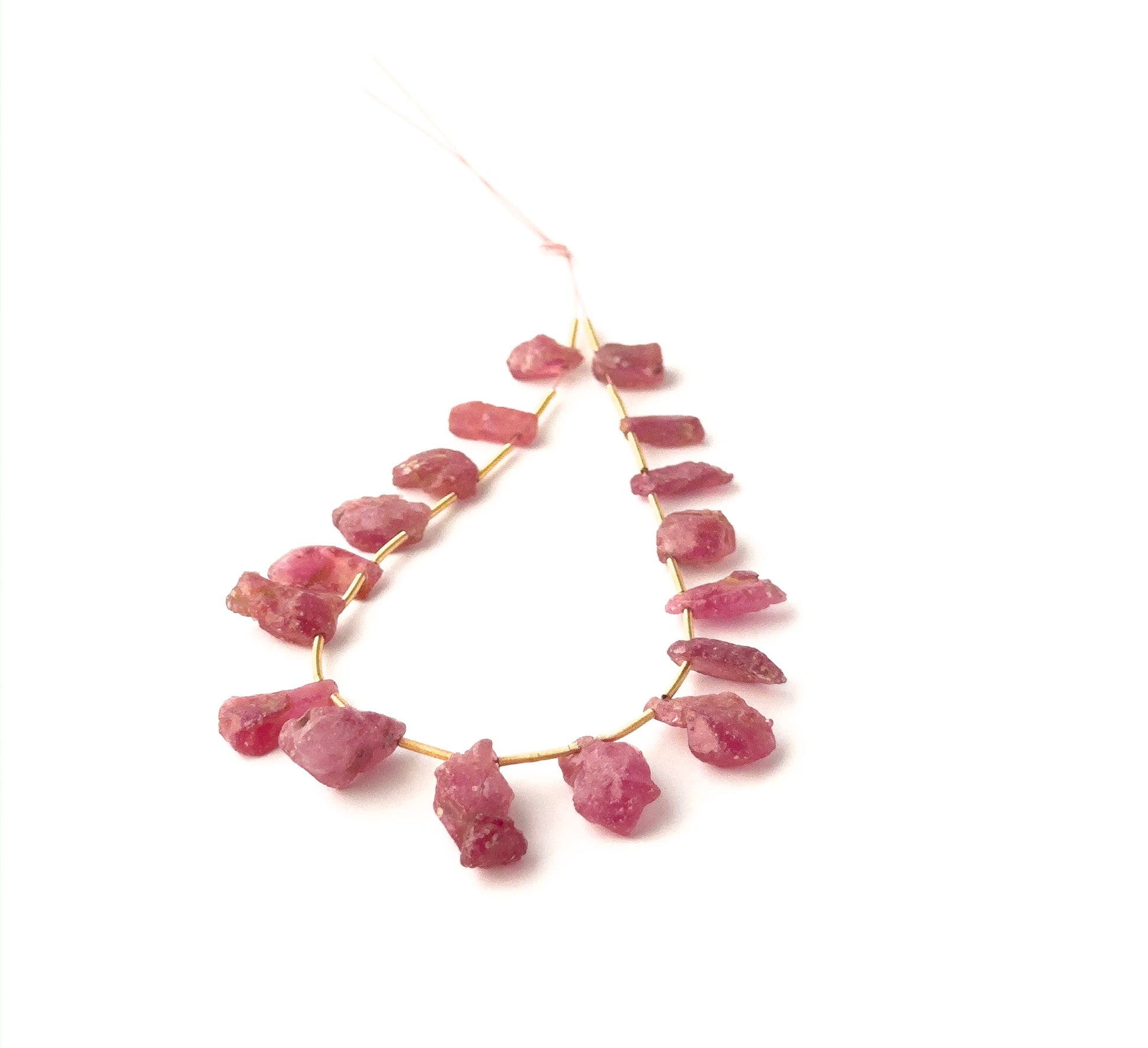 Genuine Ruby rough side‑drilled pieces, 9×6mm to 18×8mm, sold as 17 pieces totalling 75 carats for handmade jewellery.