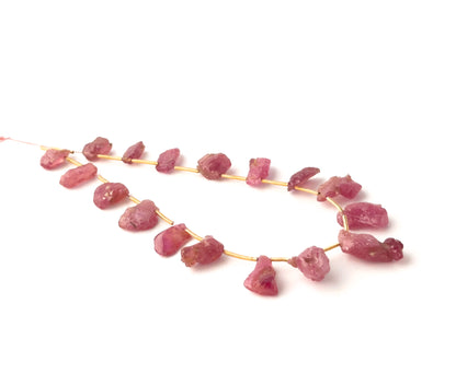 Authentic Ruby gemstone pieces in mixed 9×6mm to 18×8mm rough cuts, ideal for bold DIY jewellery makers.