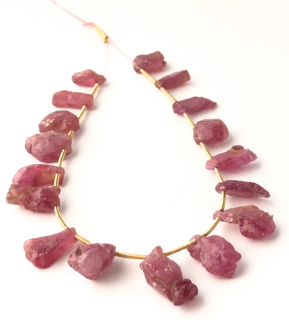 High‑quality Ruby rough stone beads, side‑drilled and assorted in size, perfect for artisan jewellery designers.