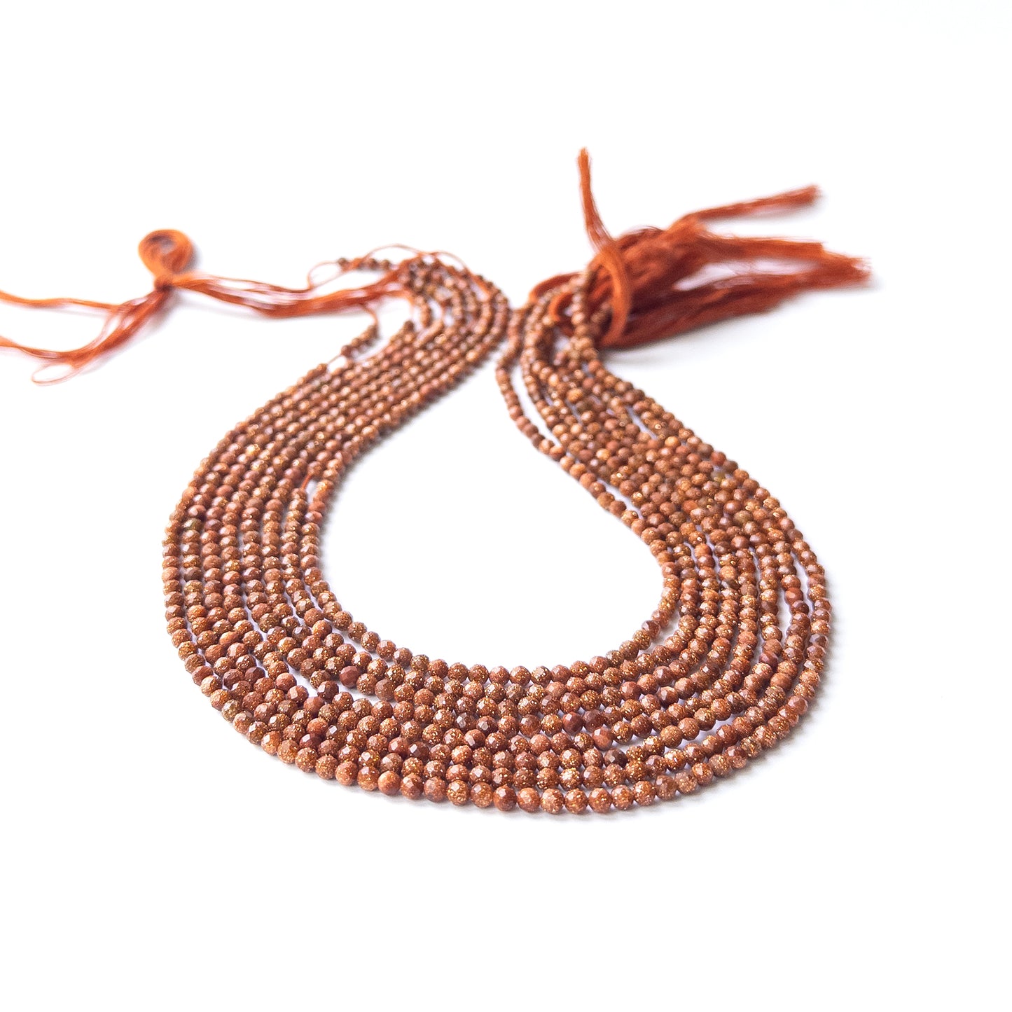 Sandstone faceted rondelle beads in 3–3.2mm size on a 31cm strand, showcasing genuine gemstone sparkle for handmade jewellery.