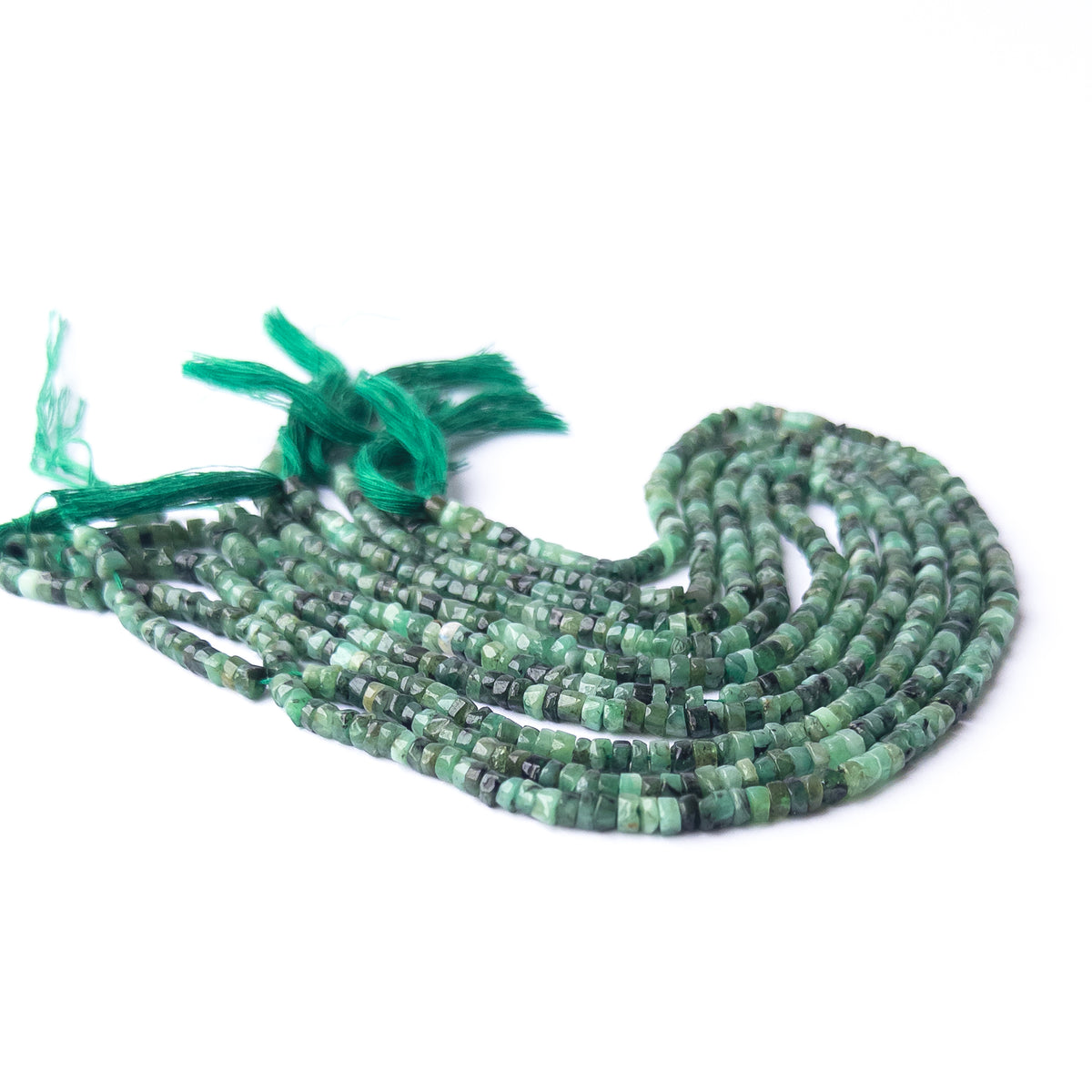 High‑quality Shaded Emerald gemstone beads with sleek wheel profile and vibrant green tones.