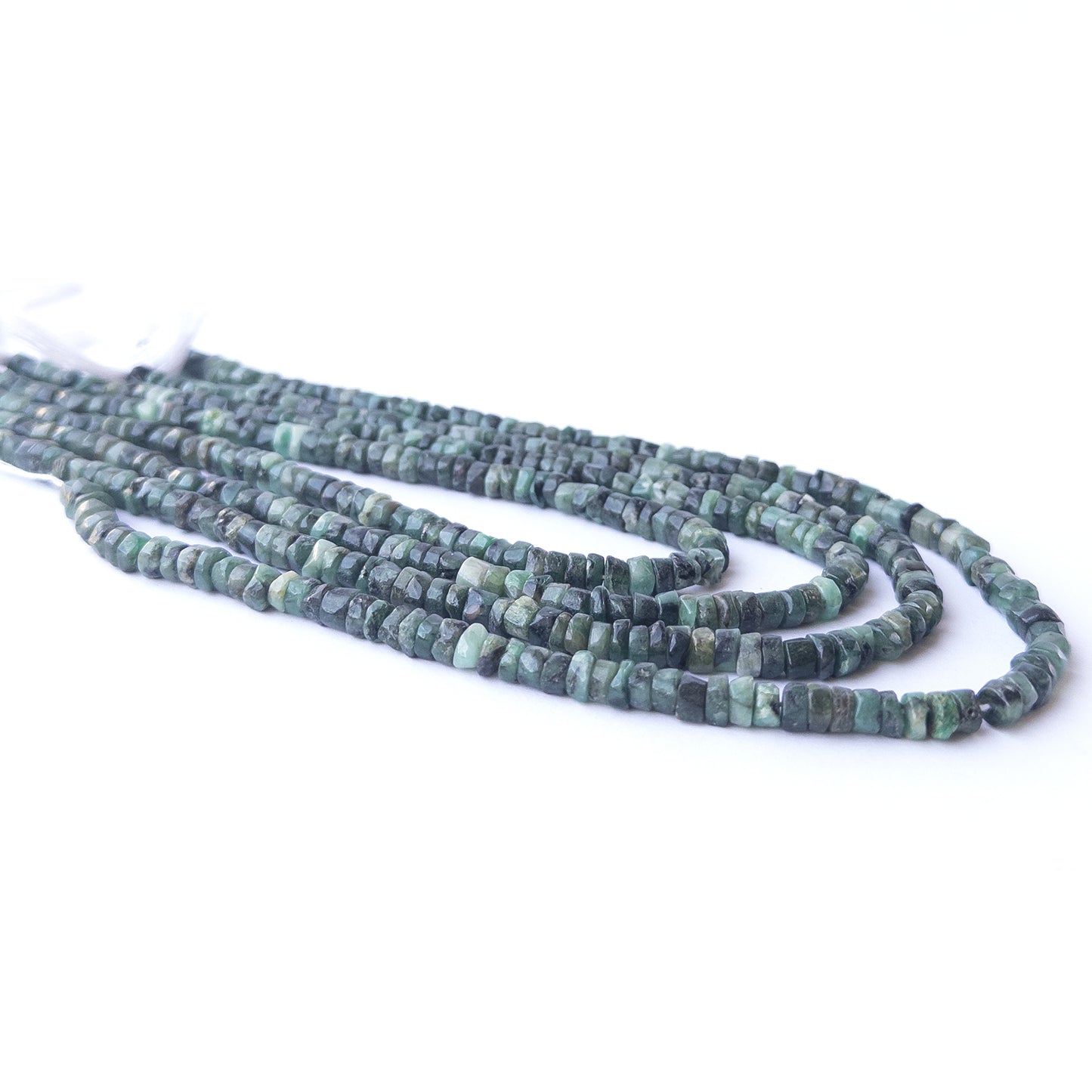 Authentic Shaded Emerald gemstone beads with smooth wheel cut, ideal for DIY jewellery and beadwork.