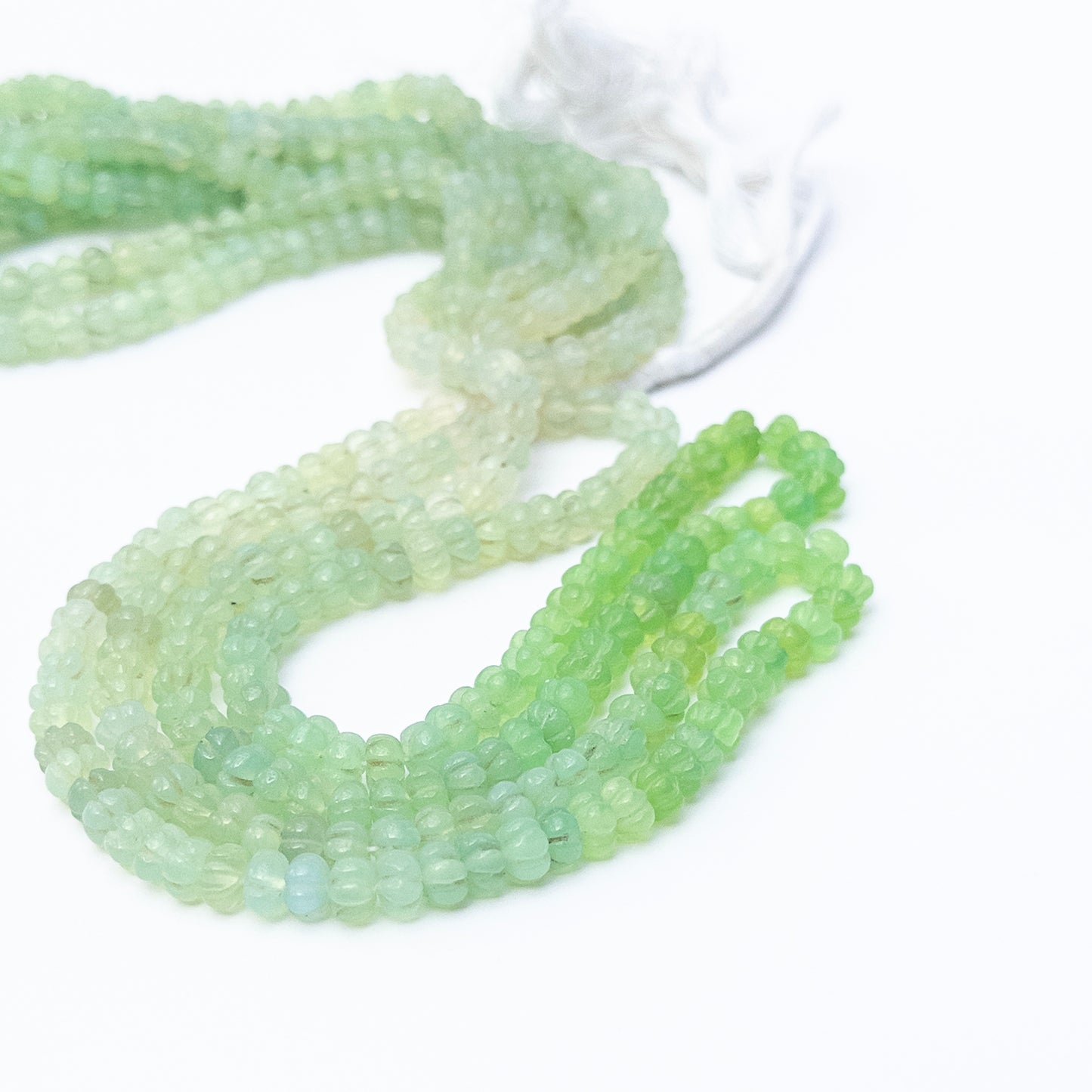 High‑quality Shaded Green Chalcedony stone beads in pumpkin cut, perfect for elegant DIY jewellery designs.