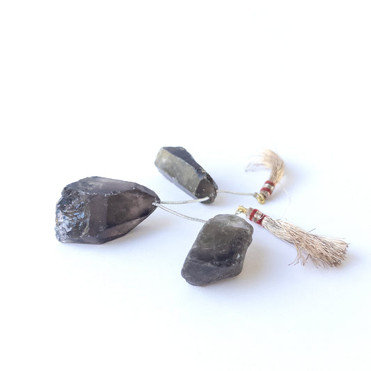 Genuine Smoky Quartz gemstone beads showcasing raw organic form, smoky brown colour and handmade jewellery quality.