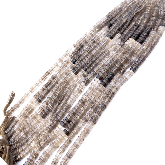 Authentic Smoky Quartz rondelle stone beads for DIY jewellery, displaying soft translucence and high‑quality craftsmanship.