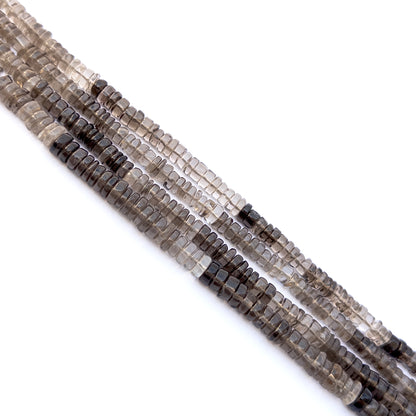 Genuine Smoky Quartz smooth rondelle beads with subtle shimmer, ideal for handmade jewellery components and elegant designs.