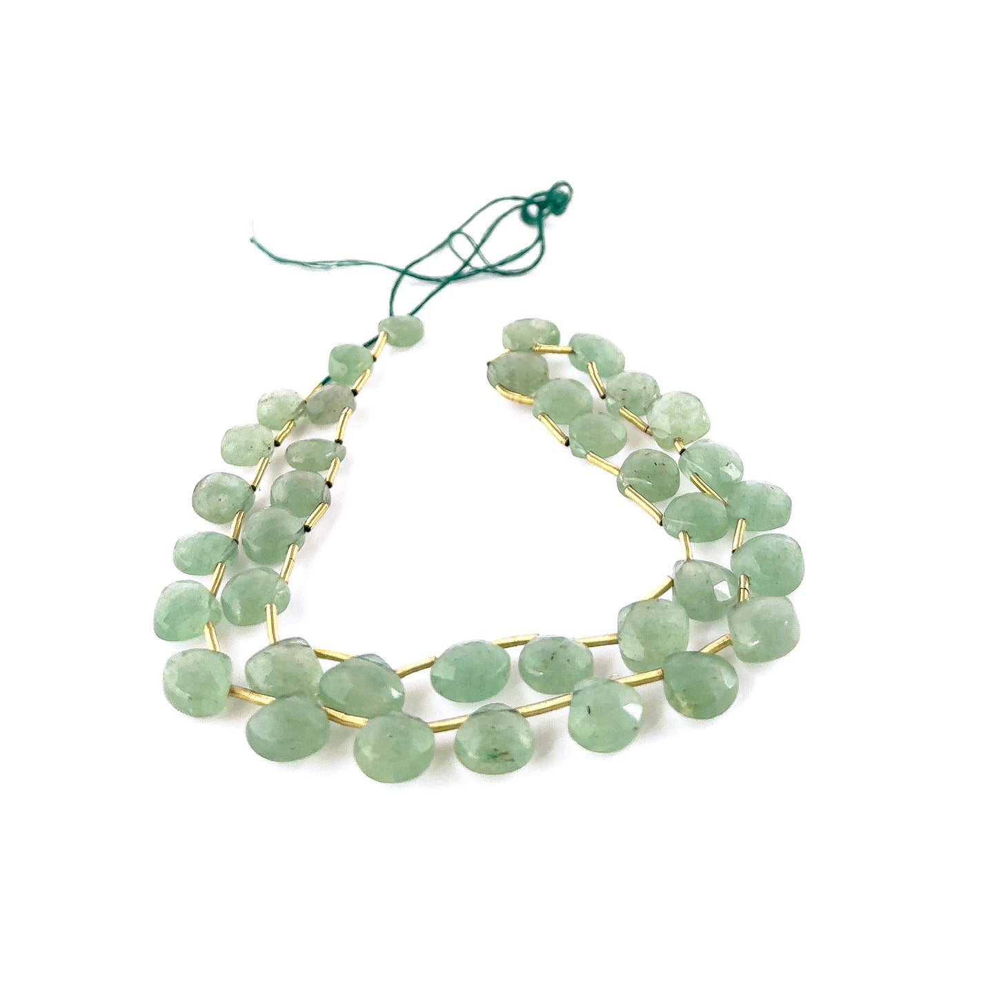 Strawberry Quartz faceted briolette beads sized 10.3–13mm arranged in a 50cm strand, showing soft pink‑red tones and sparkling internal inclusions across 37 pieces.