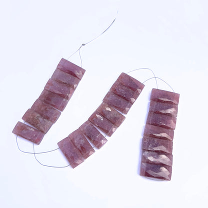 Shop Strawberry Quartz Faceted Rectangle Beads, 21x9.2–9.5mm. 22 drilled pieces ideal for handmade jewellery, stringing, and custom gemstone designs.