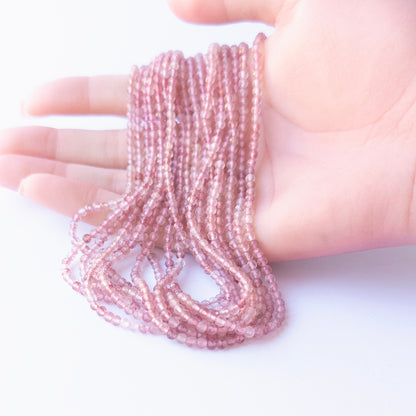 Strawberry Quartz | Faceted Rondelle | 2.3-2.4mm Bead Size | 32cm Strand Length