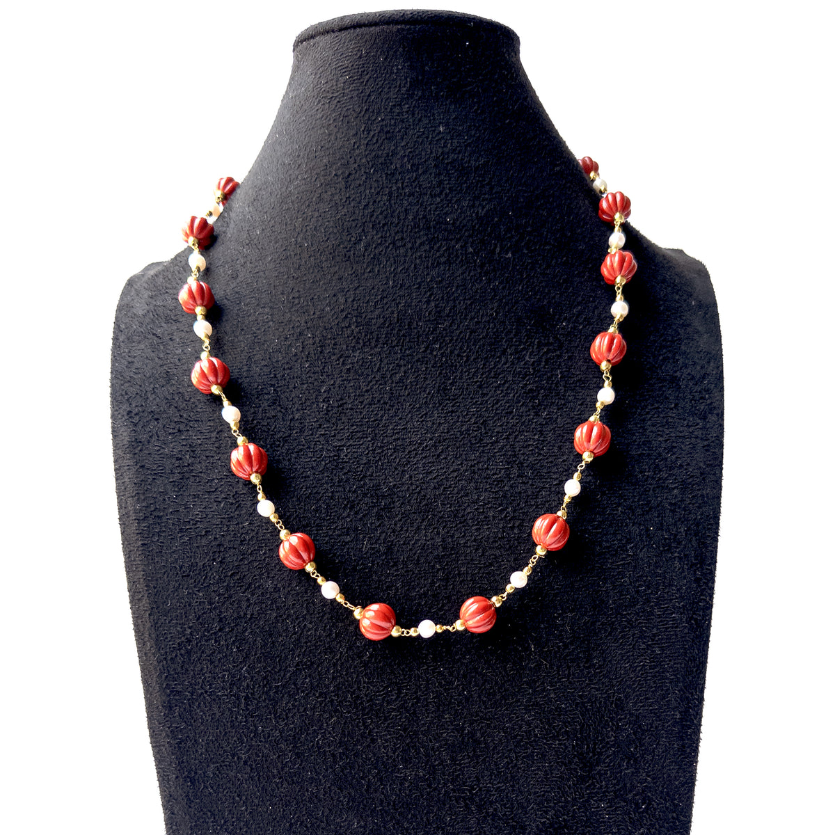 Taiwan Coral jewellery set with matching earrings offering classic elegance and striking coral beauty for special occasions.